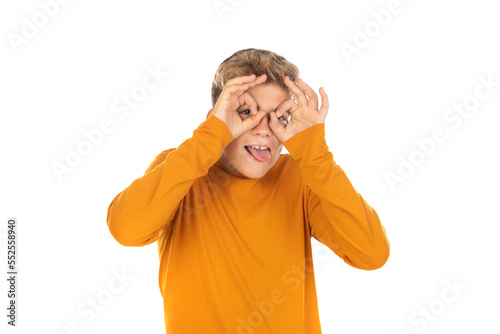 Teenager in orange t-shirt