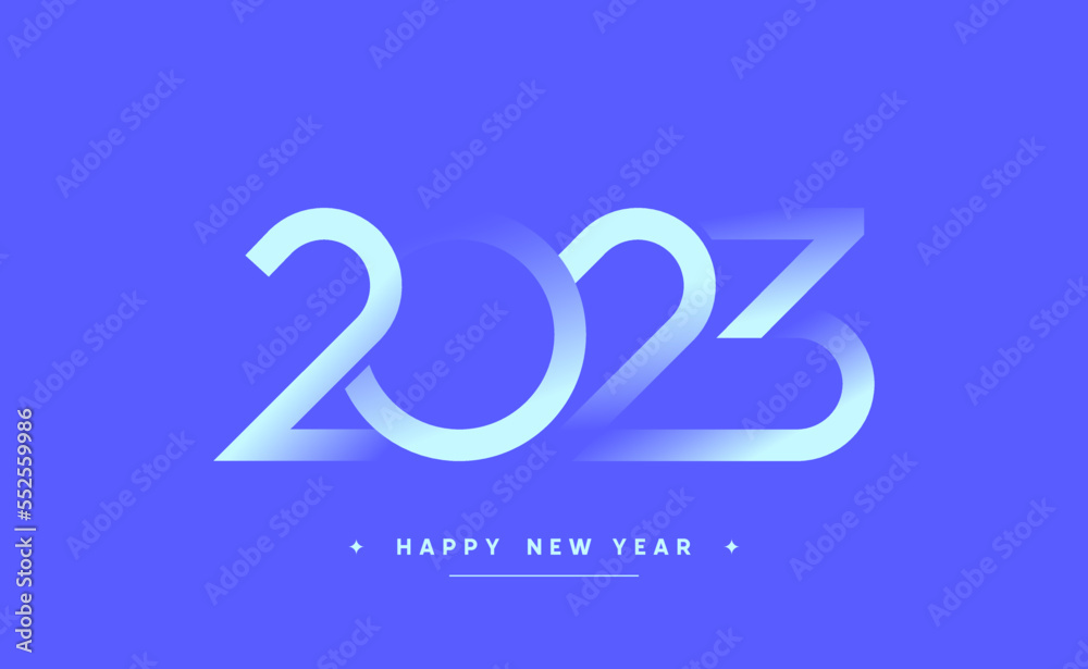 Happy New Year gradient composition design with the 2023 logo made of typography style.