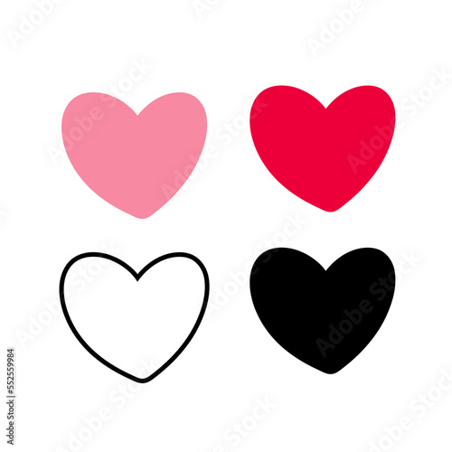 Collection of Heart icon  Symbol of Love Icon flat style modern design Isolated on Blank Background. Vector illustration.