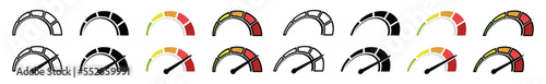 Speedometer icon vector. High speed indicator sign. Car or fast speed in flat, outline, and color style. Speed test for game, app and website, symbol illustration