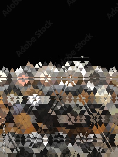 oblique view on irregular grid pattern in grey and copper colours