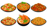 Asian stir fry noodles recipe illustration set vector.
Chinese stir fry noodles with shrimp prawn beef pork chicken and eggs recipe. Japanese stir fry noodles with Yakisoba. Asian food noodle drawing 