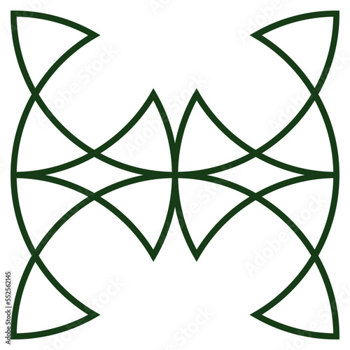 An abstract transparent Celtic knot shape design element.