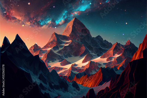 magical of beautiful mountain landscape with a sky milkyway