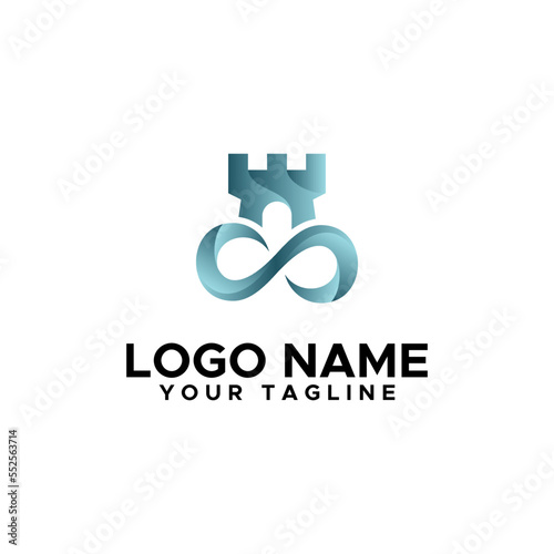 Illustration Vector Graphic of Castle Cloud Infinity Tech Logo