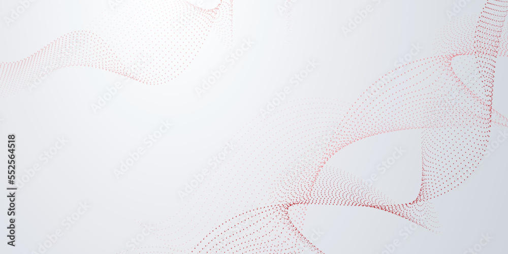 White abstract background and red dot wave