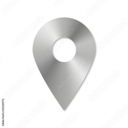 illustrazione con icona di segnaposto pin per mappe in metallo lucente su sfondo trasparente photo