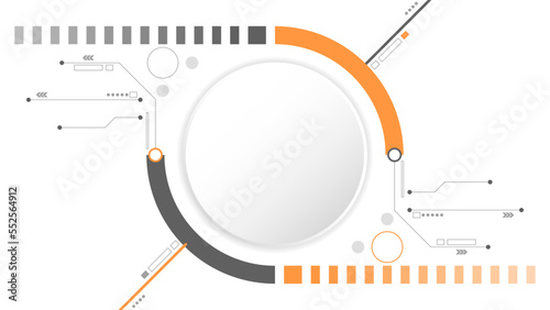 white grey circle technology background abstract. technology with line digital color grey, orange, dot, hi-tech, vector. circle technological for web banner, background, wallpaper, structure, object. 