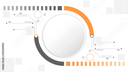 white grey circle technology background abstract. technology with line digital color grey, orange, dot, hi-tech, vector. circle technological for web banner, background, wallpaper, structure, object. 