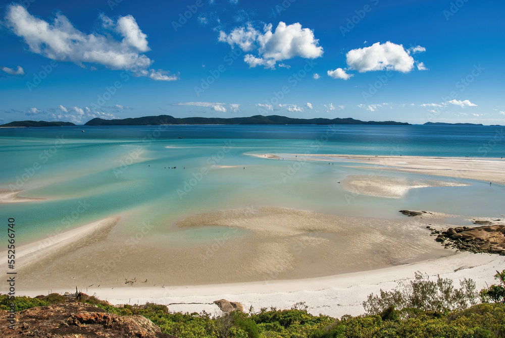 Aerial view of Whitehaven Beach and Hill Inlet estuary. Tropical beach ...