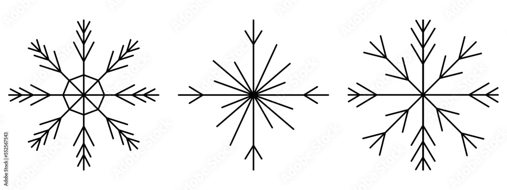 Snowflakes. Sketch. A set of fragile crystals of intricate shape. Collection of vector illustrations. Doodle style. Outline on isolated background. Festive ornament. Frostwork. Snow flakes. Snowflakes. Sketch. A set of fragile crystals of intricate shape. Collection of vector illustrations. Doodle style. Outline on isolated background. Festive ornament. Frostwork. Snow flakes.