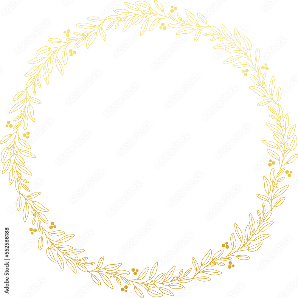 Gold Foil Circle Leaves Frame Gold Foil Circle Leaves Frame
