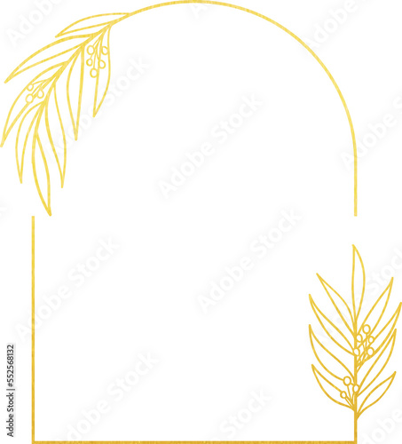 Gold Foil Arch Leaves Frame 