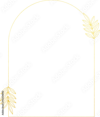 Gold Foil Arch Leaves Frame 