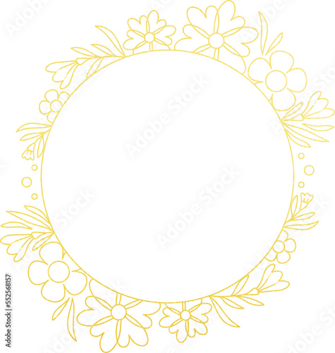 Gold Foil Circle Flower Frame 