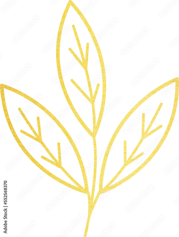 Gold Foil Leaf Illustration Gold Foil Leaf Illustration