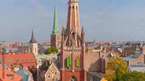 Mechanical clock tower of St. Saviour's Anglican Church Riga Latvia photo