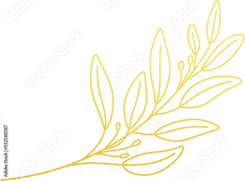 Gold Foil Olive Leaf Illustration 