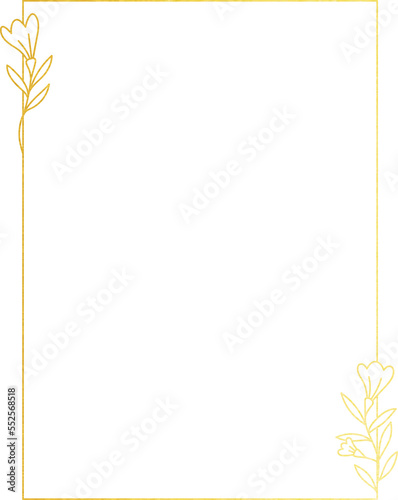 Fototapeta Naklejka Na Ścianę i Meble -  Gold Portrait Ractangle Flower Frame