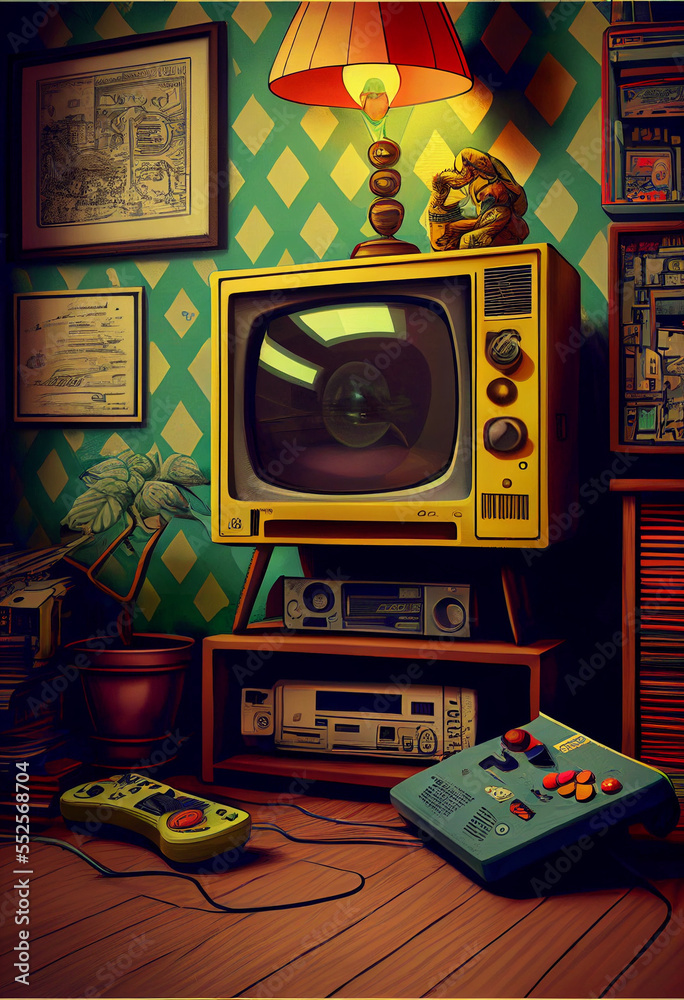 Television with classic background.
Retro style in art