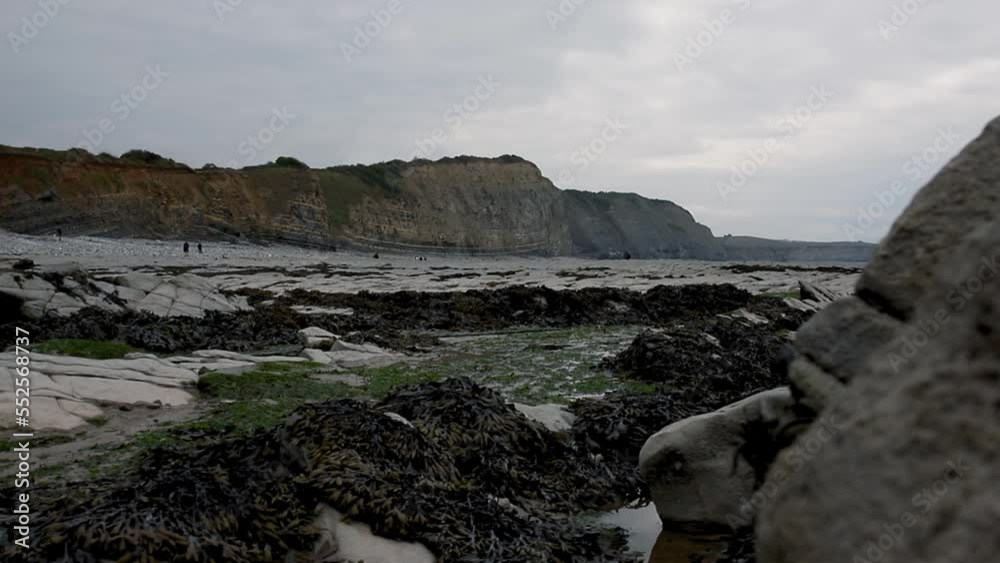 Stone beach in South of England, surrounded by cliffs Stone beach in South of England, surrounded by cliffs