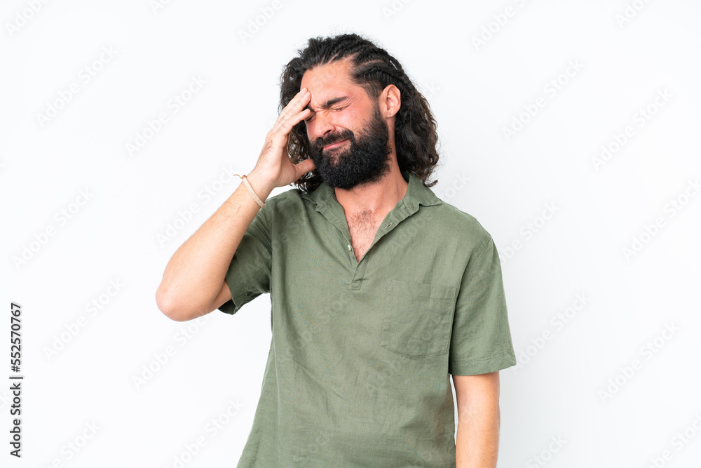 Young man with beard over isolated white background laughing Young man with beard over isolated white background laughing