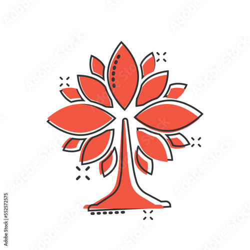 Leaf icon in comic style. Plant cartoon vector illustration on white isolated background. Flower splash effect sign business concept.