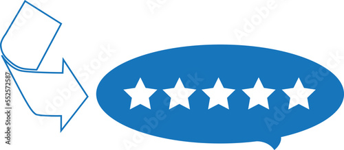 Customer satisfaction icon, 5 star ratings icon blue vector