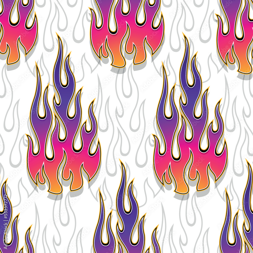 Burning fire flame seamless pattern vector art image. Fire repeating ...