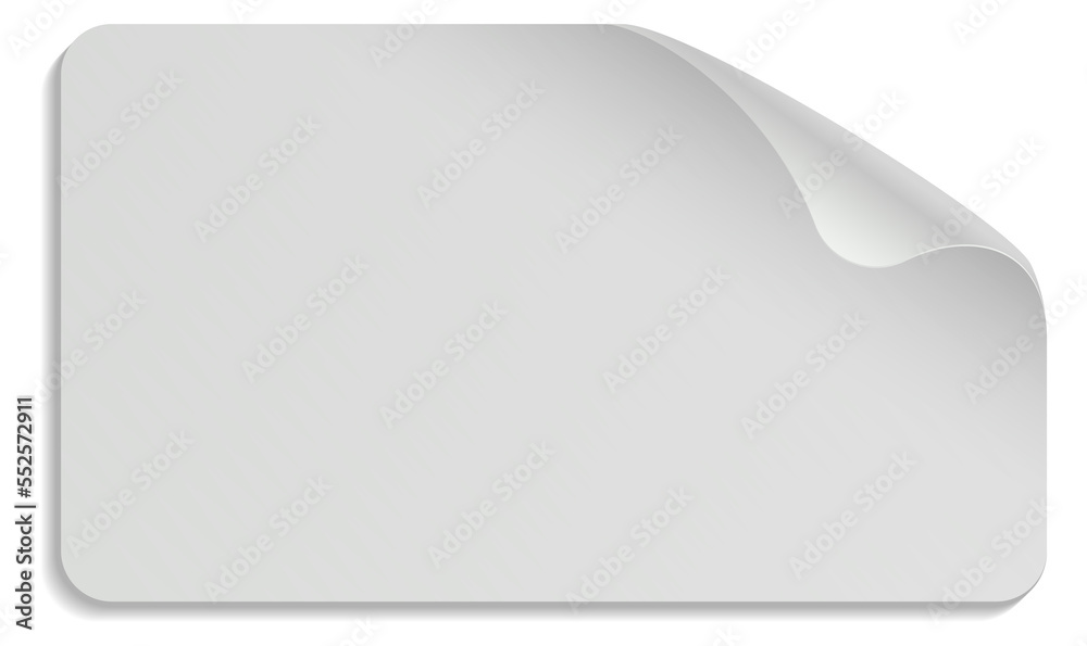 Sticky label with curled corner. Blank paper mockup