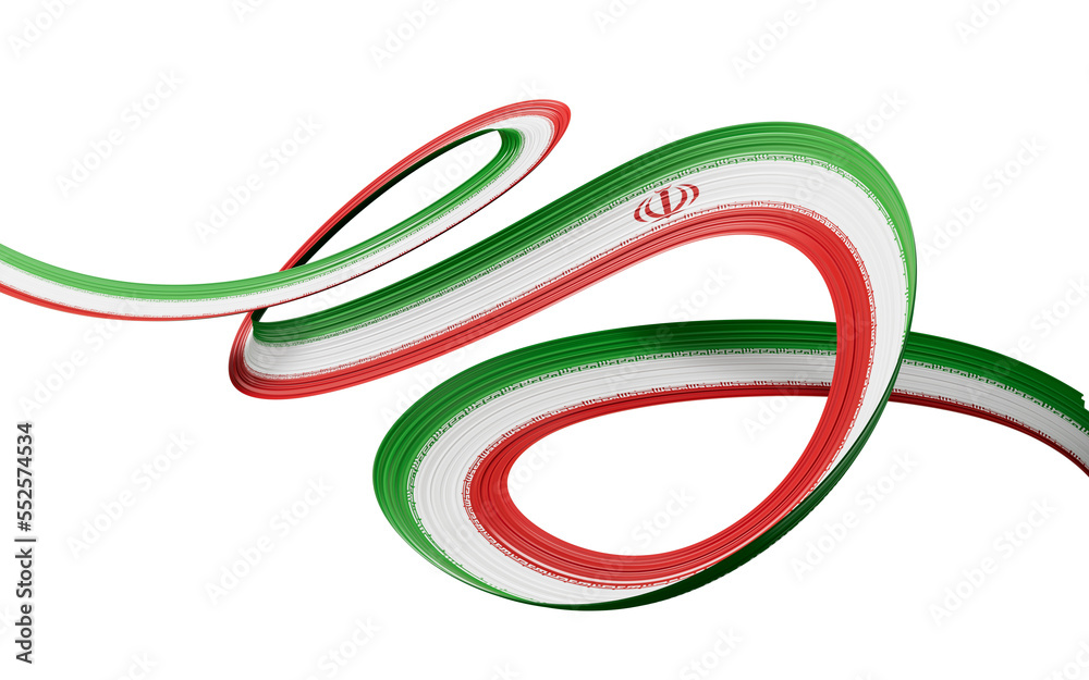 Waving ribbon with Flag of Iran, Independence day banner. 3d illustration Waving ribbon with Flag of Iran, Independence day banner. 3d illustration