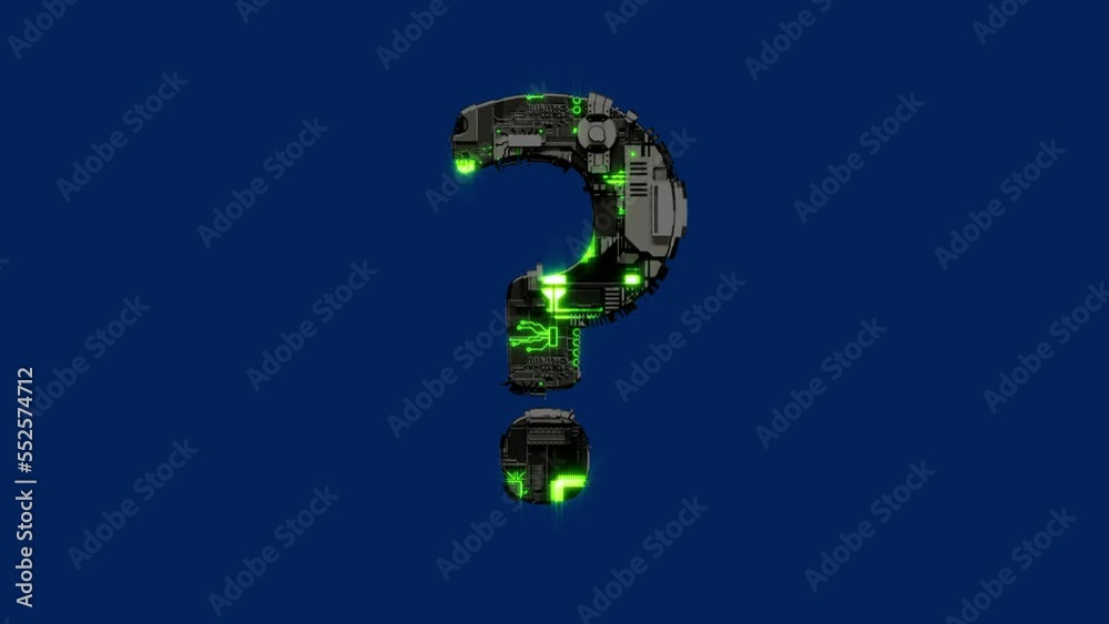 question mark, dark metal cyberpunk glitchy font, isolated - loop video question mark, dark metal cyberpunk glitchy font, isolated - loop video
