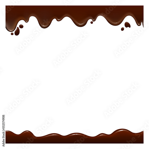 Melted chocolate horizontal borders. Sweet dripping frame