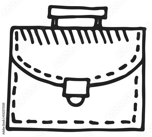 Briefcase doodle icon. Business work bag. Documnet holder photo