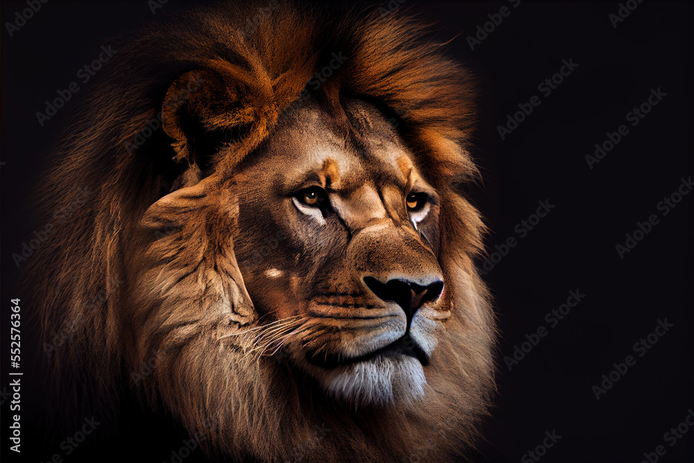 lion in portrait photo style