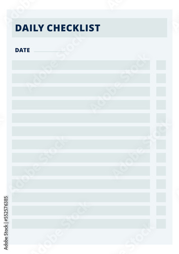 Daily checklist. Personal organizer page. Printable template