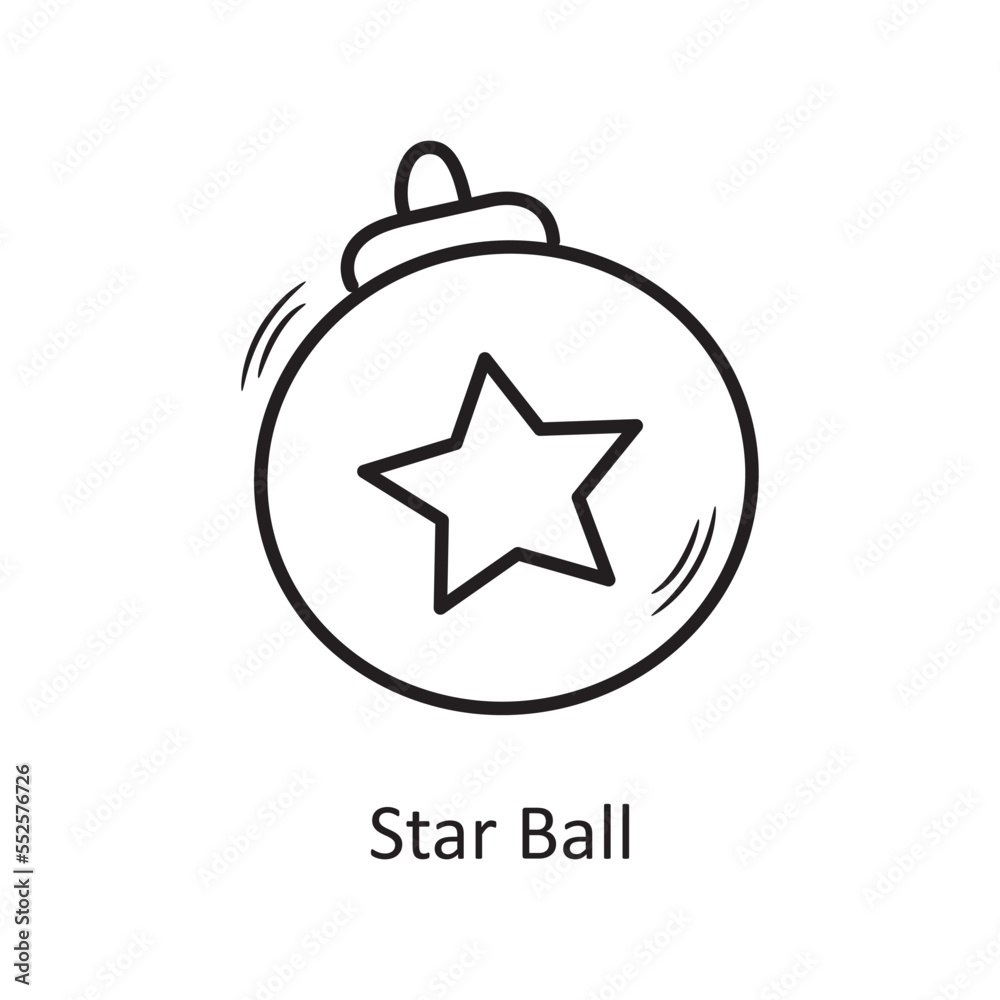 Star Ball vector outline Icon Design illustration. Christmas Symbol on White background EPS 10 File