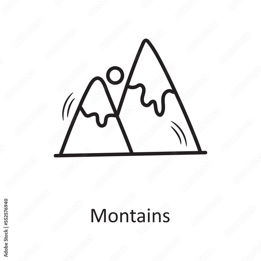 Mountains vector outline Icon Design illustration. Christmas Symbol on White background EPS 10 File Mountains vector outline Icon Design illustration. Christmas Symbol on White background EPS 10 File