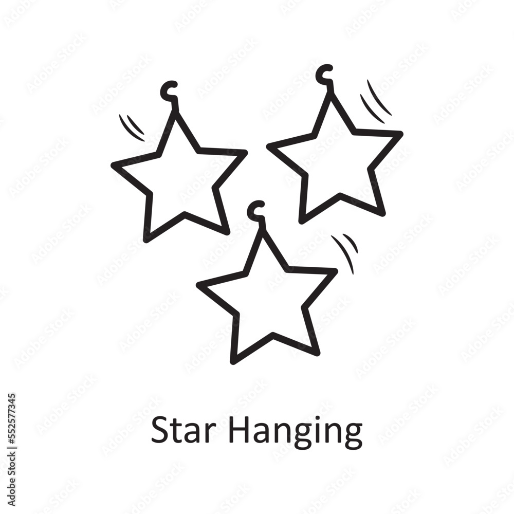 Obraz premium Star Hanging vector outline Icon Design illustration. Christmas Symbol on White background EPS 10 File