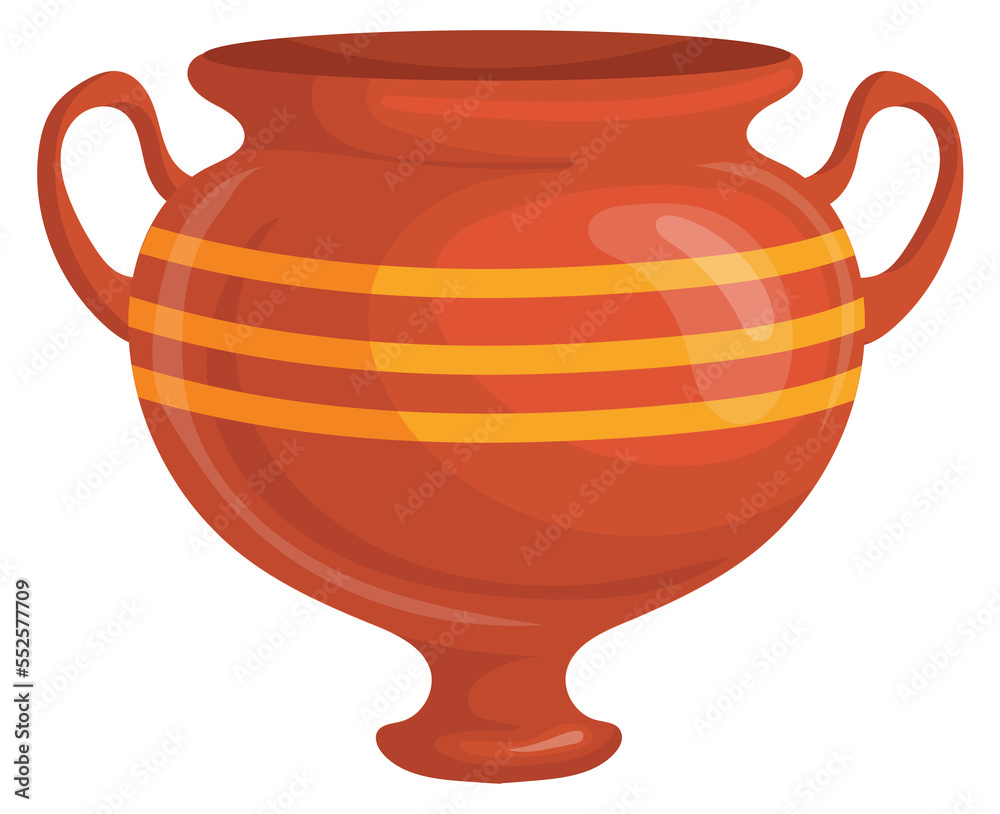 Ceramic pot. Traditional greek vessel. Cartoon clay