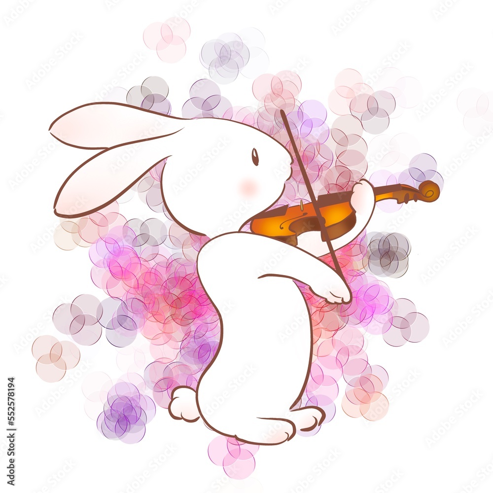Ilustrace „ウサギが楽しそうにバイオリンを弾いているイラスト“ ze