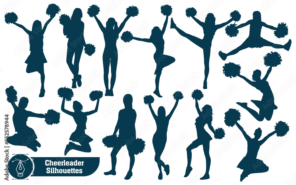 Collection of Cheerleader Silhouette in different positions