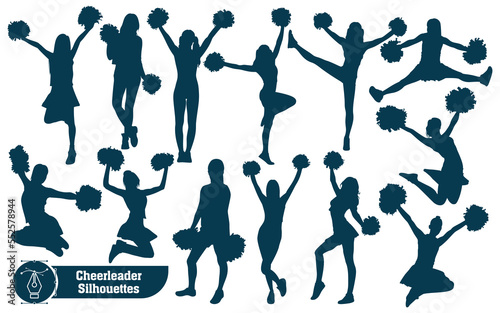 Collection of Cheerleader Silhouette in different positions