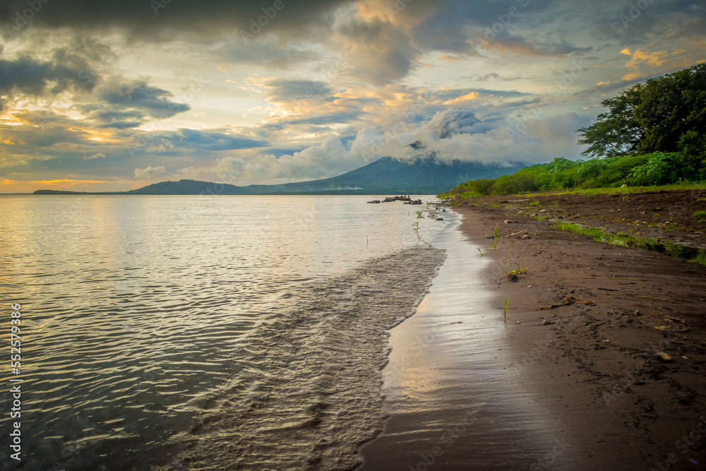 Sunset beach at Ometepe island in Nicaragua