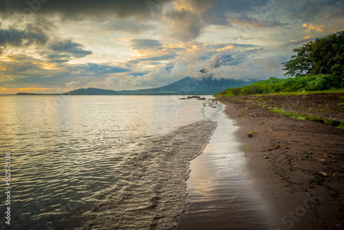 Sunset beach at Ometepe island in Nicaragua photo
