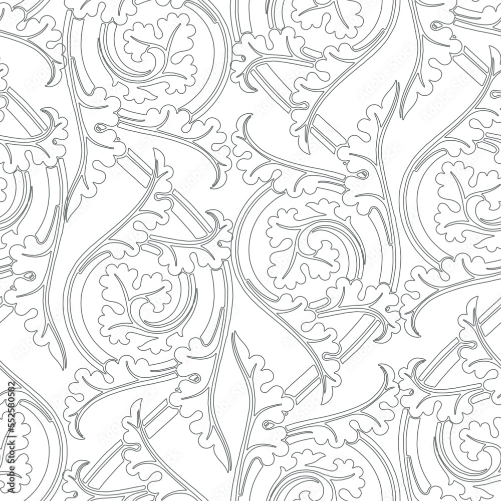 Outlined Ornament. Orgnamental artistic seamless pattern. Monochrome decorative vector background.