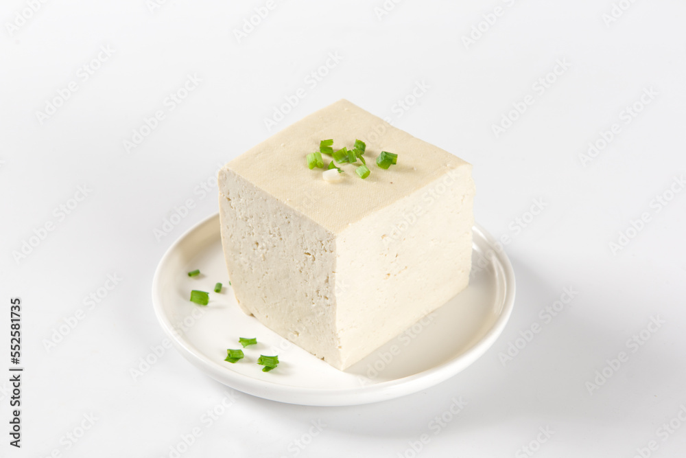  traditional food Raw Soy Tofu isolated on white background