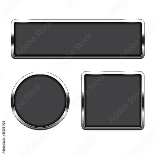 Black glass buttons isolated on a white background