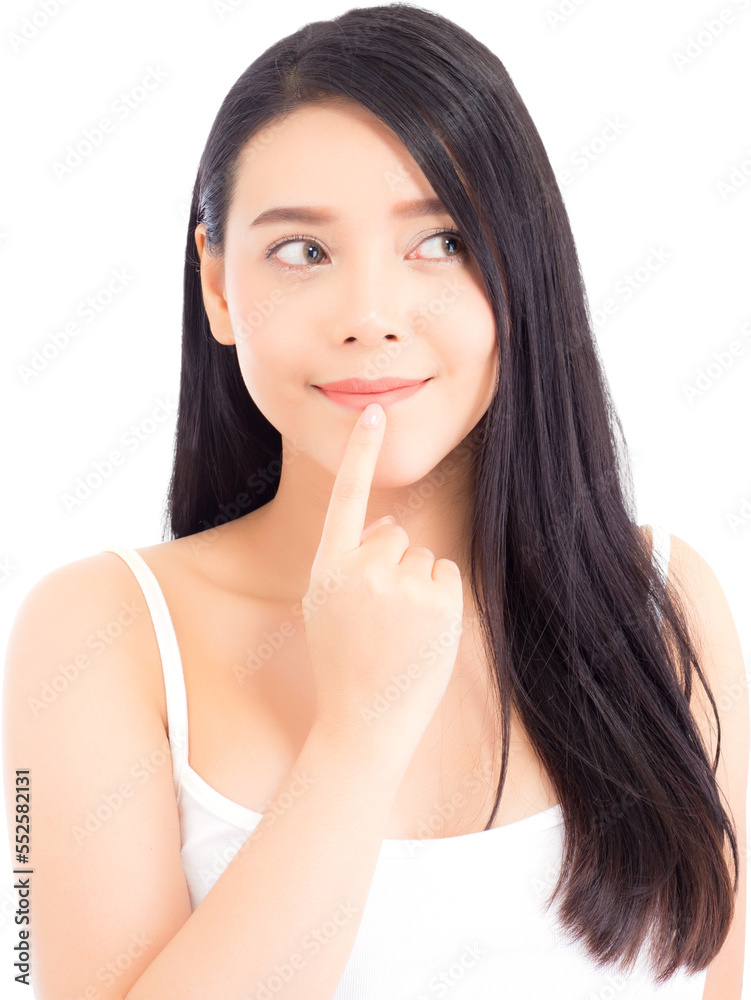 Asian woman surprise hold cheek with hand, Beautiful girl with presenting your product with excited and surprise Expressive facial. Asian woman surprise hold cheek with hand, Beautiful girl with presenting your product with excited and surprise Expressive facial.