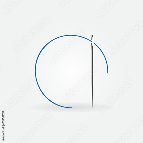 Round Blue Thread and Needle vector cute icon - Needlework concept sign